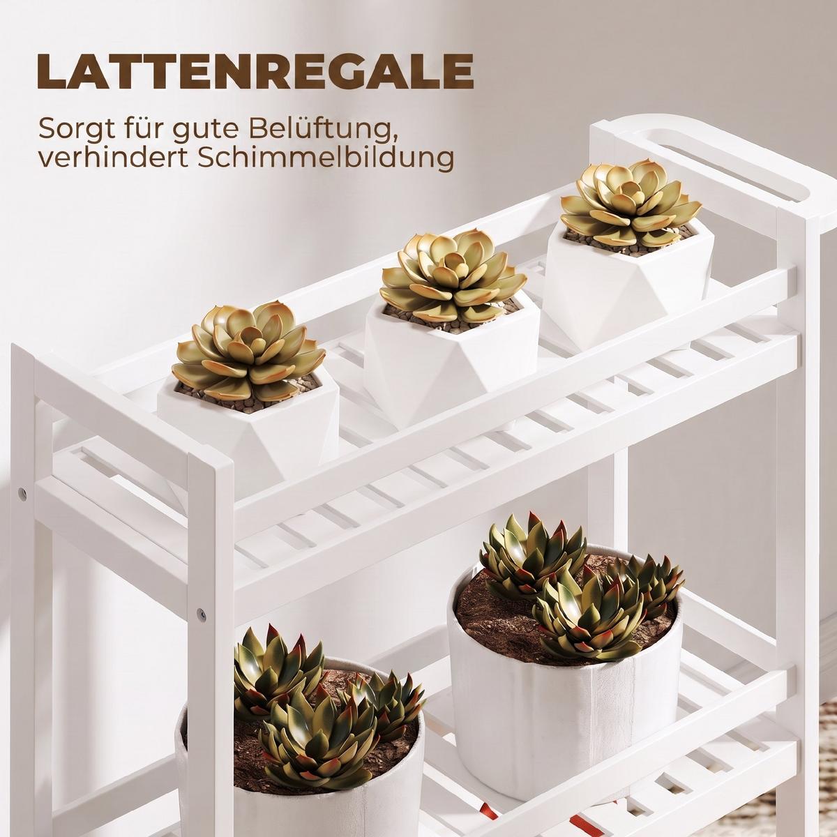 ROLLWAGEN Bambus Weiß - Weiß, Naturmaterialien/Holz (20/75/55cm) - HOMCOM