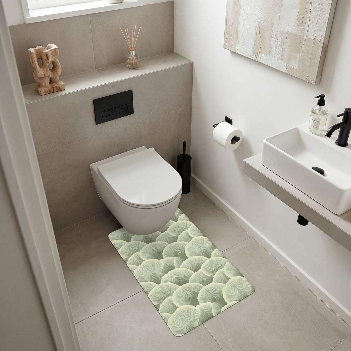 WC-VORLEGER Fächer - Blatt - Grün WC Teppich 50x80 cm - Pastellgrün, Textil (50/1cm) - OnlyWow