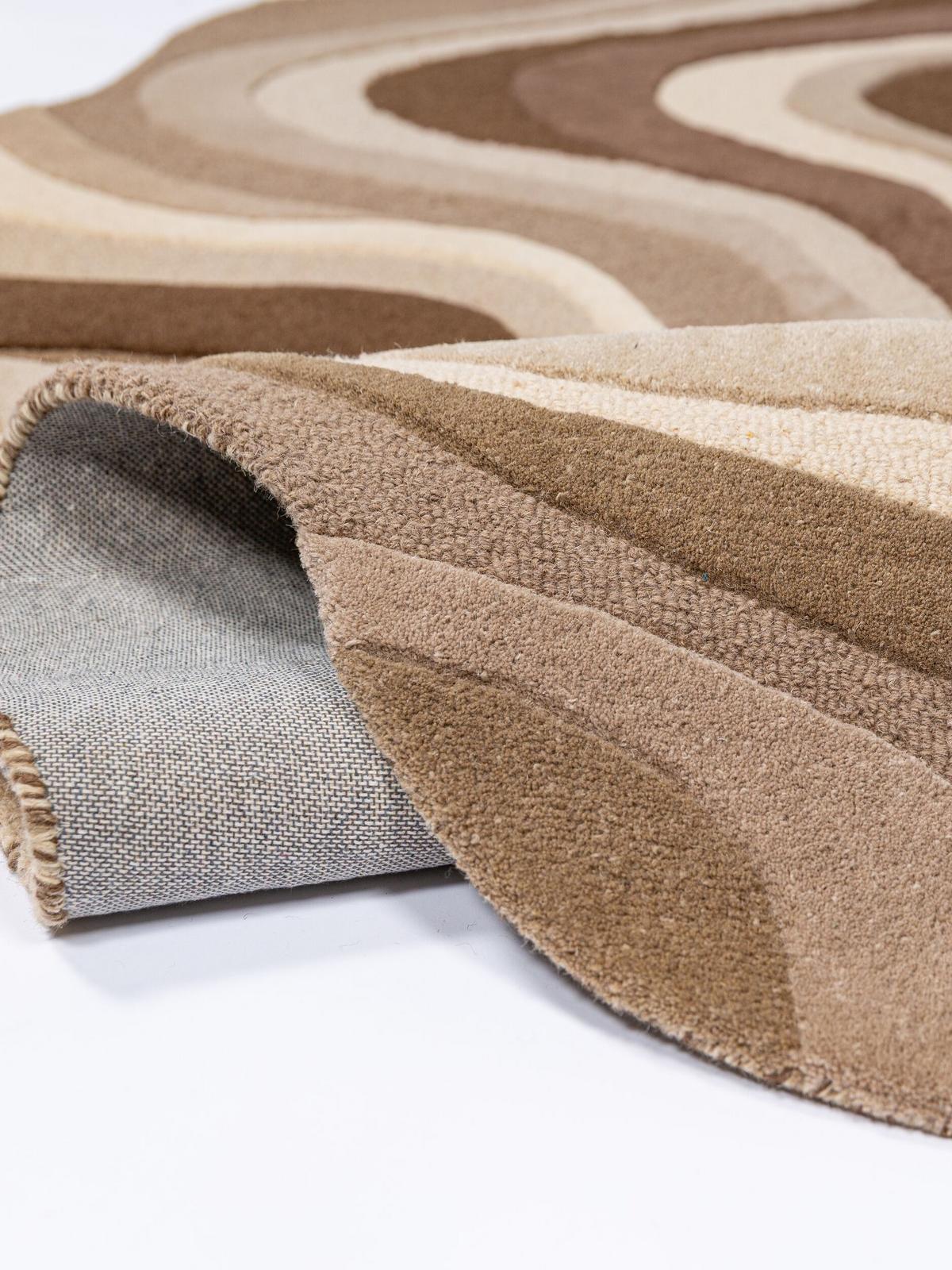 WOLLTEPPICH handgetuftet EFFRA, Wellen-Swirl, Natur, 140 x 200 cm - Beige, Textil (140/200cm) - KADIMA DESIGN