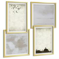 BILDER SET 4er Set - 50x50 cm & 40x60 cm Goldrahmen - Textur eines Vogelschwarms - Goldfarben, Kunststoff (50/50cm) - TULUP