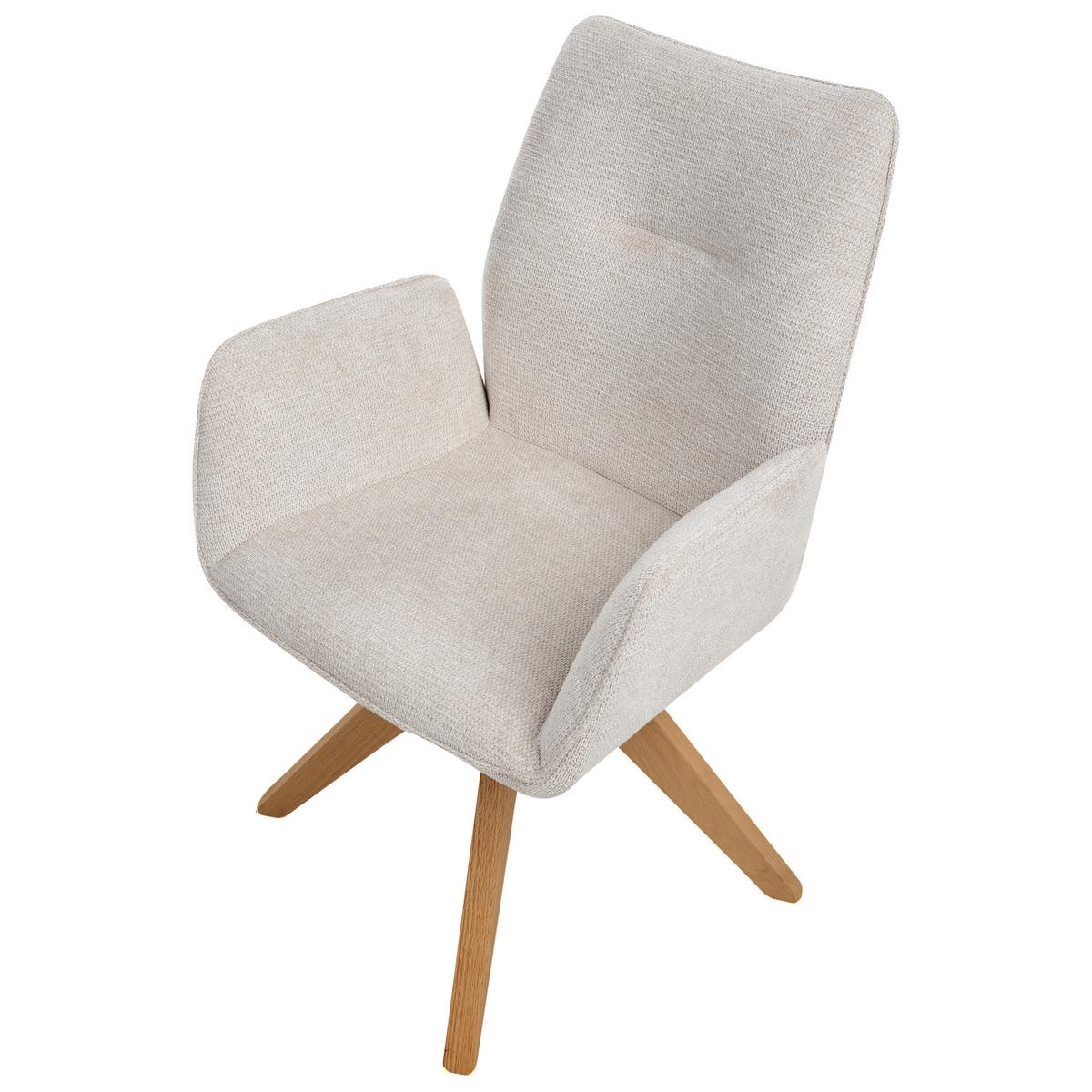 ESSZIMMERSTUHL drehbar Kunstleinen Hellbeige Mokena - Beige, Textil (58/90/66cm) - Beliani