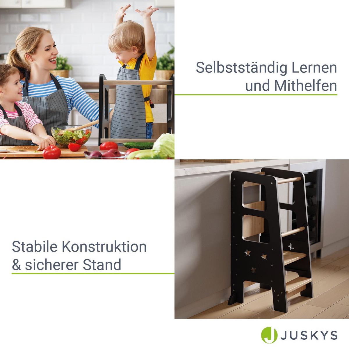 LERNTURM Henny in Schwarz - Schwarz, Holzwerkstoff (40/90/44cm) - Juskys