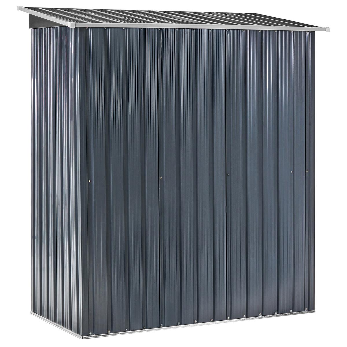 GERÄTEHAUS 150 cm 89 cm Graphitgrau Aisone - Graphitfarben/Weiß, Metall (150/182/89cm) - Beliani