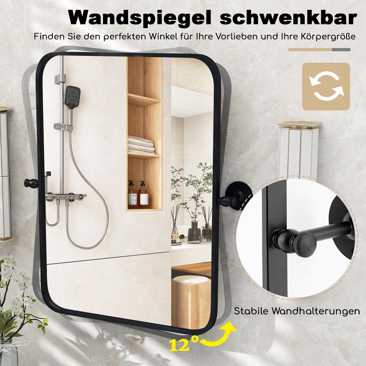 BADEZIMMERSPIEGEL Schwarz - Schwarz, Glas (76.5/2.5/66.5cm) - COSTWAY