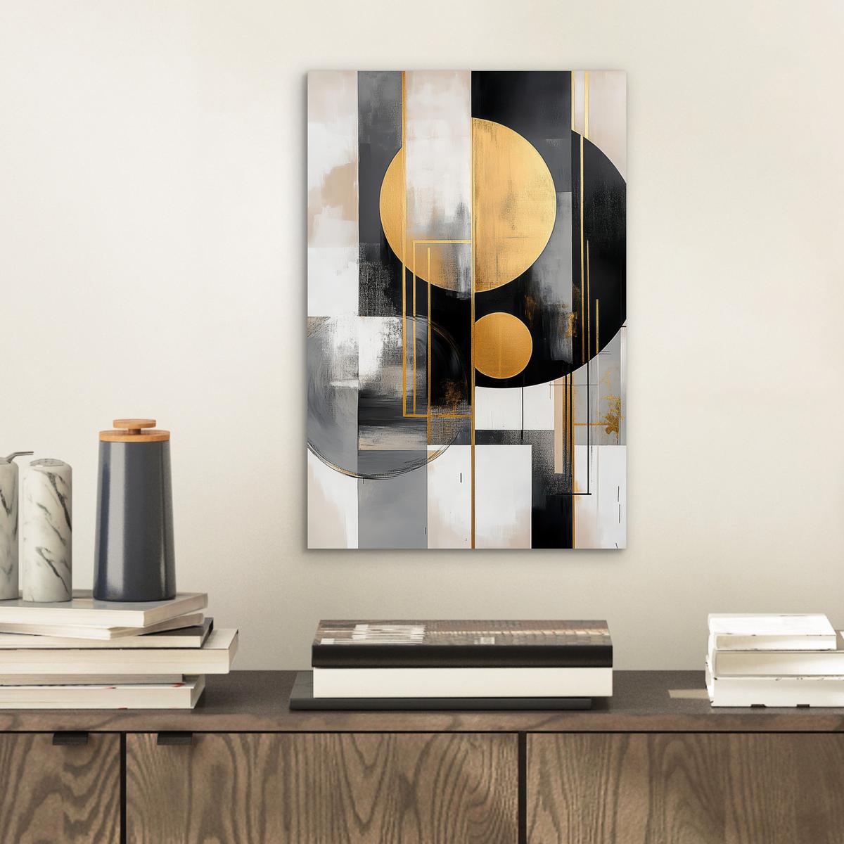 METALLBILD Abstrakt - Gold - Silber - Formen - Ästhetisch - Modern 20x30 cm - Goldfarben, Metall (20/30cm) - MuchoWow