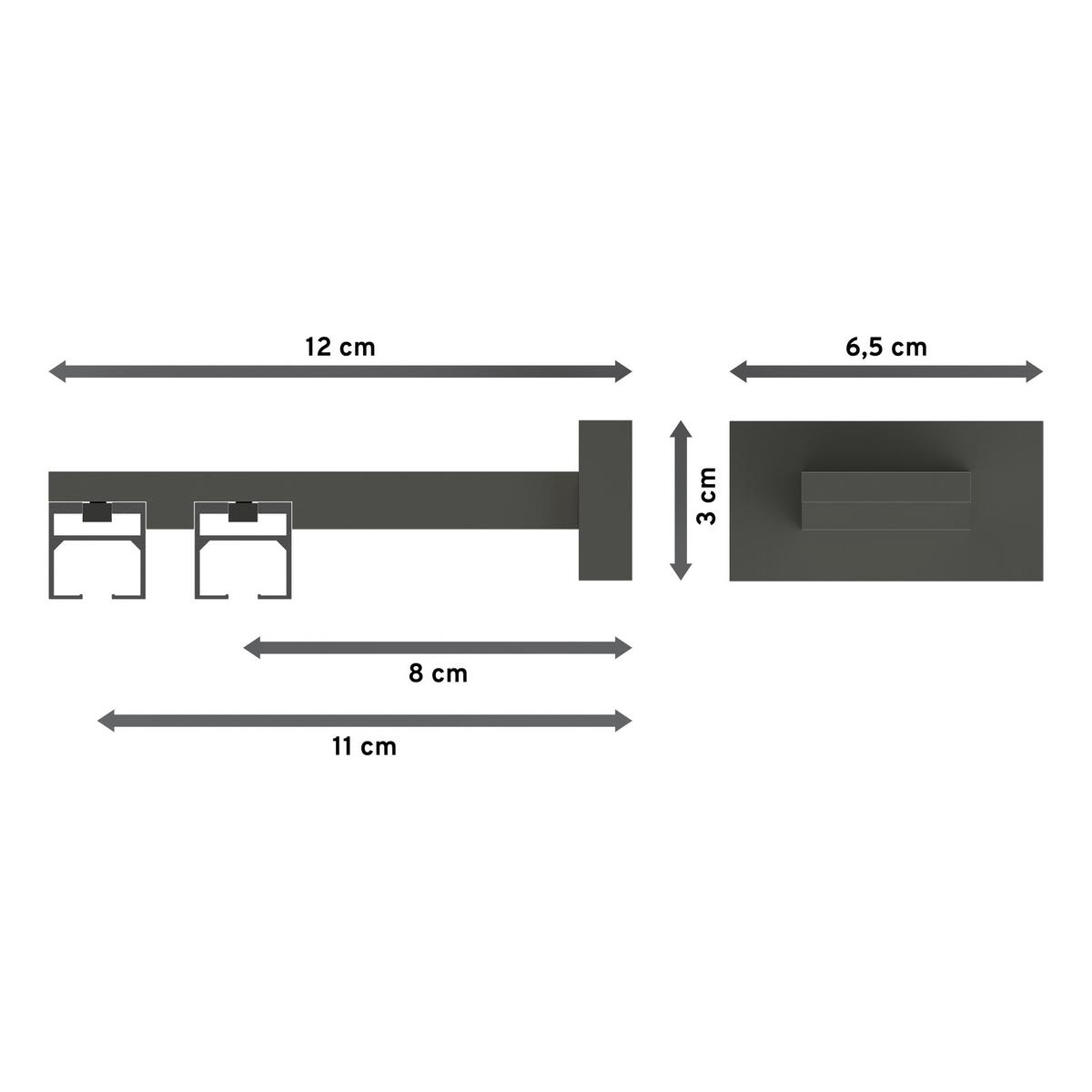 GARDINENSTANGE INNENLAUF Quadline Diapo 180 cm, 2-läufig, 20x20 mm Satin-Silber - Silberfarben, Metall (180cm) - INTERDECO
