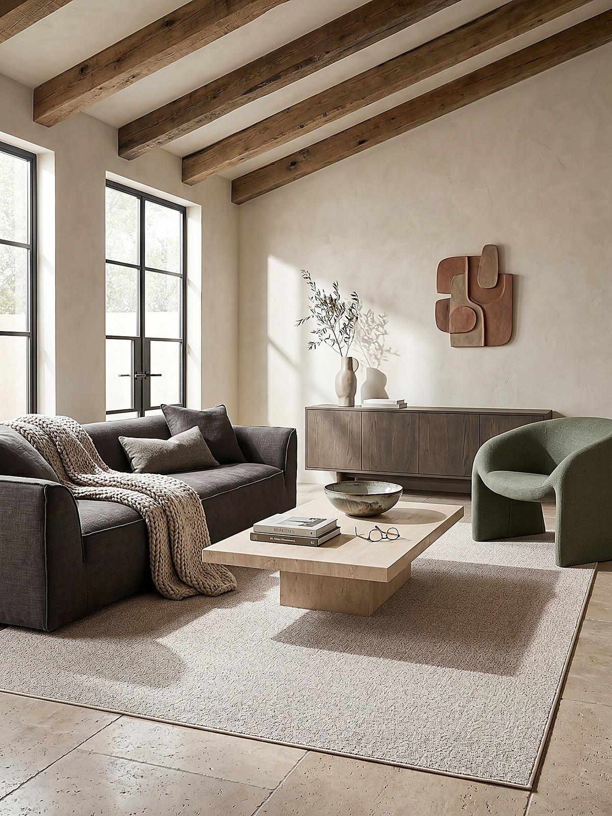 TEPPICH Niederflor Uni COLFOSCO Polypropylen Beige 133 x 133 cm - Beige, Textil (200/290cm) - KADIMA DESIGN