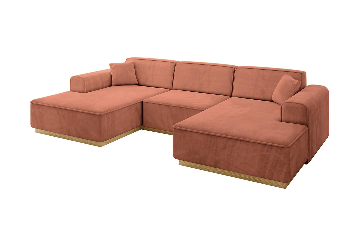 WOHNLANDSCHAFT IREA-U1-v2 - 301x165x80 cm Apricot - Koralle, Holzwerkstoff/Textil (301/80/165cm) - ALTDECOR