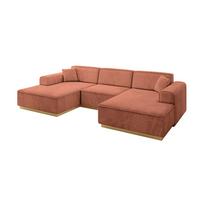 WOHNLANDSCHAFT IREA-U1-v2 - 301x165x80 cm Apricot - Koralle, Holzwerkstoff/Textil (301/80/165cm) - ALTDECOR