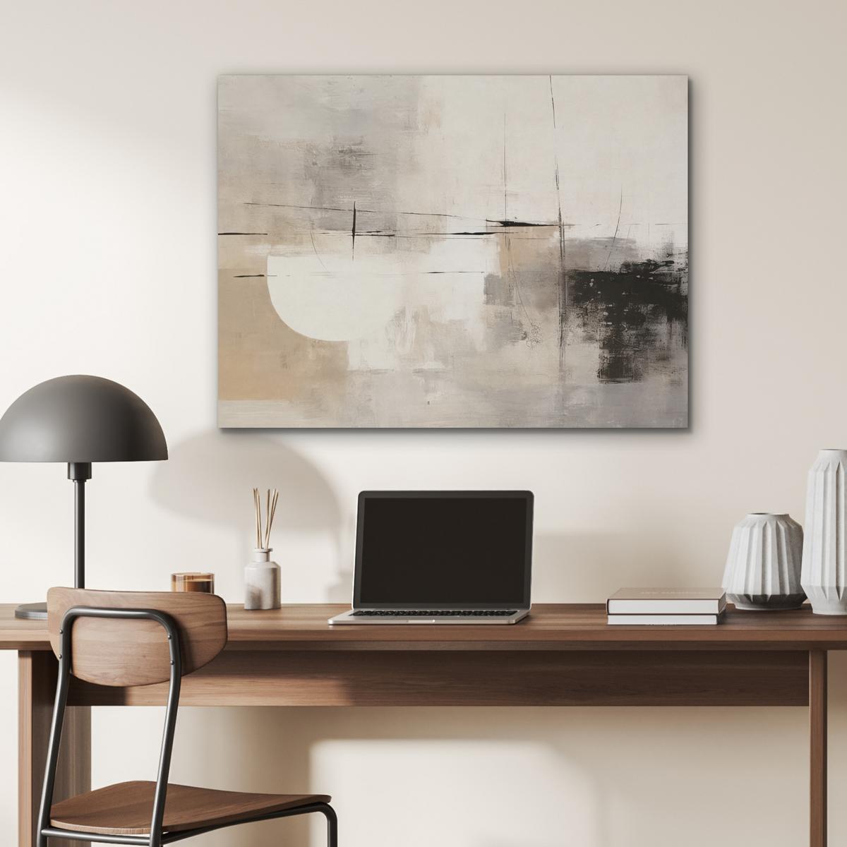 AKUSTIKBILD Abstrakt - Kunst - Grau Gemälde 80x60 cm - Hellgrau, Kunststoff (80/60/0.9cm) - MuchoWow