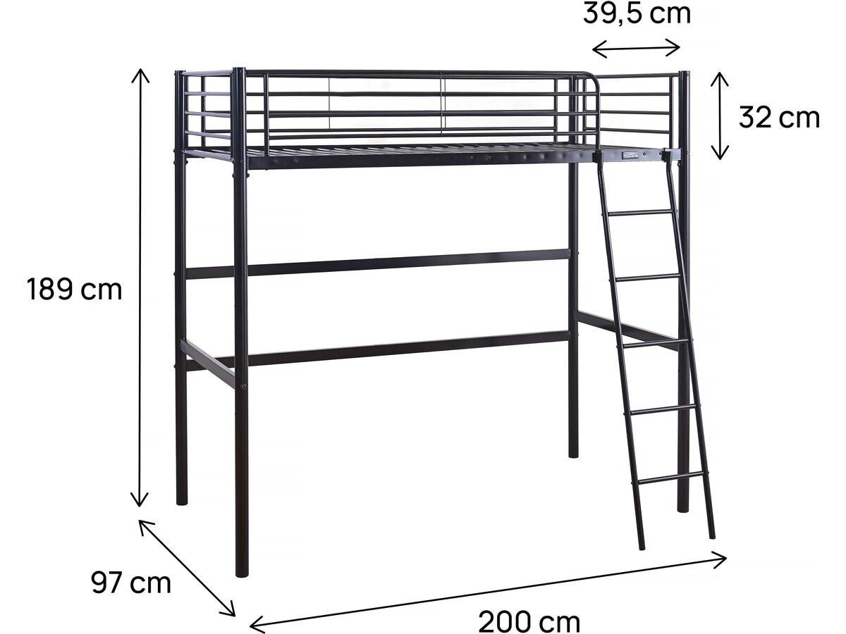 ETAGENBETT alora Schwarz - Schwarz, Metall (190/90cm) - Habitat Garten