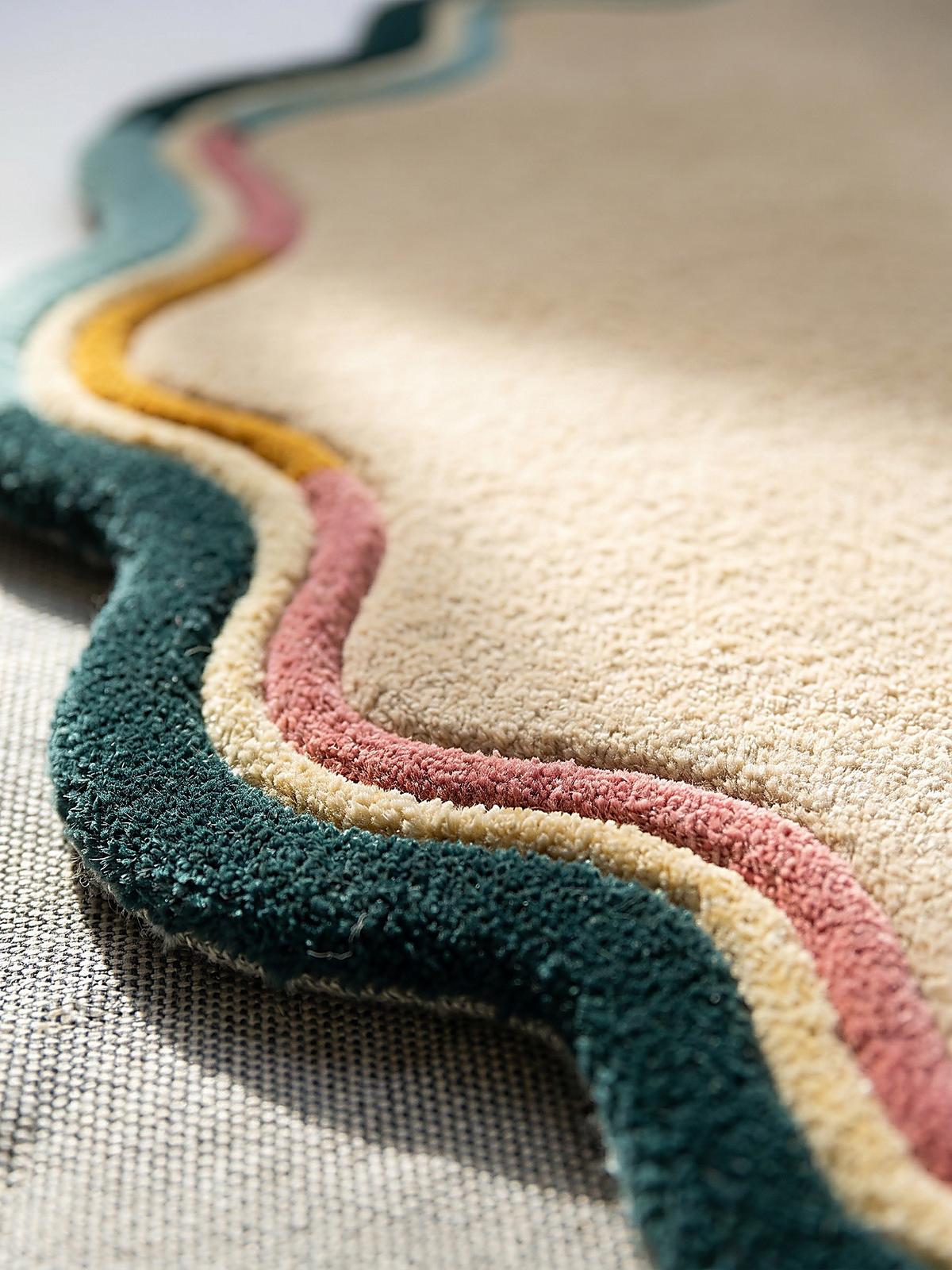 TEPPICH aus Wolle WINCH in Beige, mit Bordüre, Ø 180 cm - Beige, Textil (180/180cm) - KADIMA DESIGN