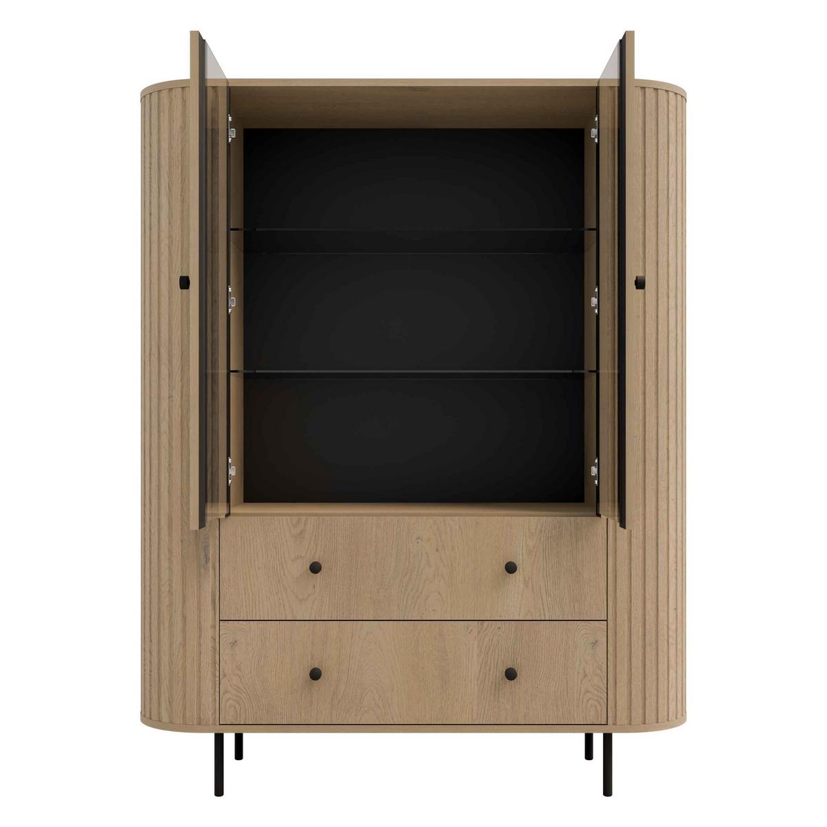 VITRINE BOLLA 155 / 123 cm in Eichefarben - Eichefarben, Holzwerkstoff (123/155/42.3cm) - MASSENO