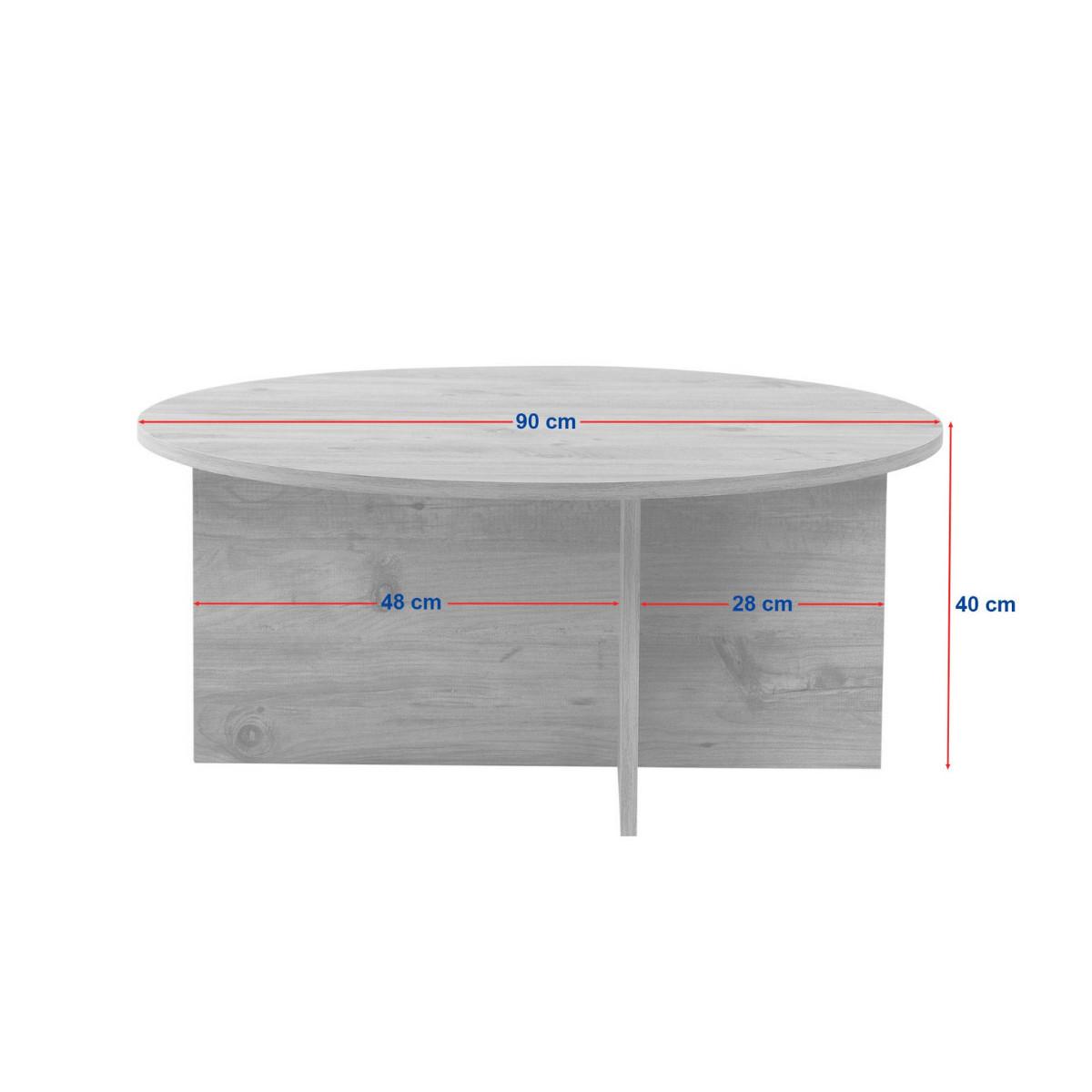 COUCHTISCH mit abgerundeter Platte - soleil 90/90/40 cm - Naturfarben, Holzwerkstoff (95/90/40cm) - Calicosy