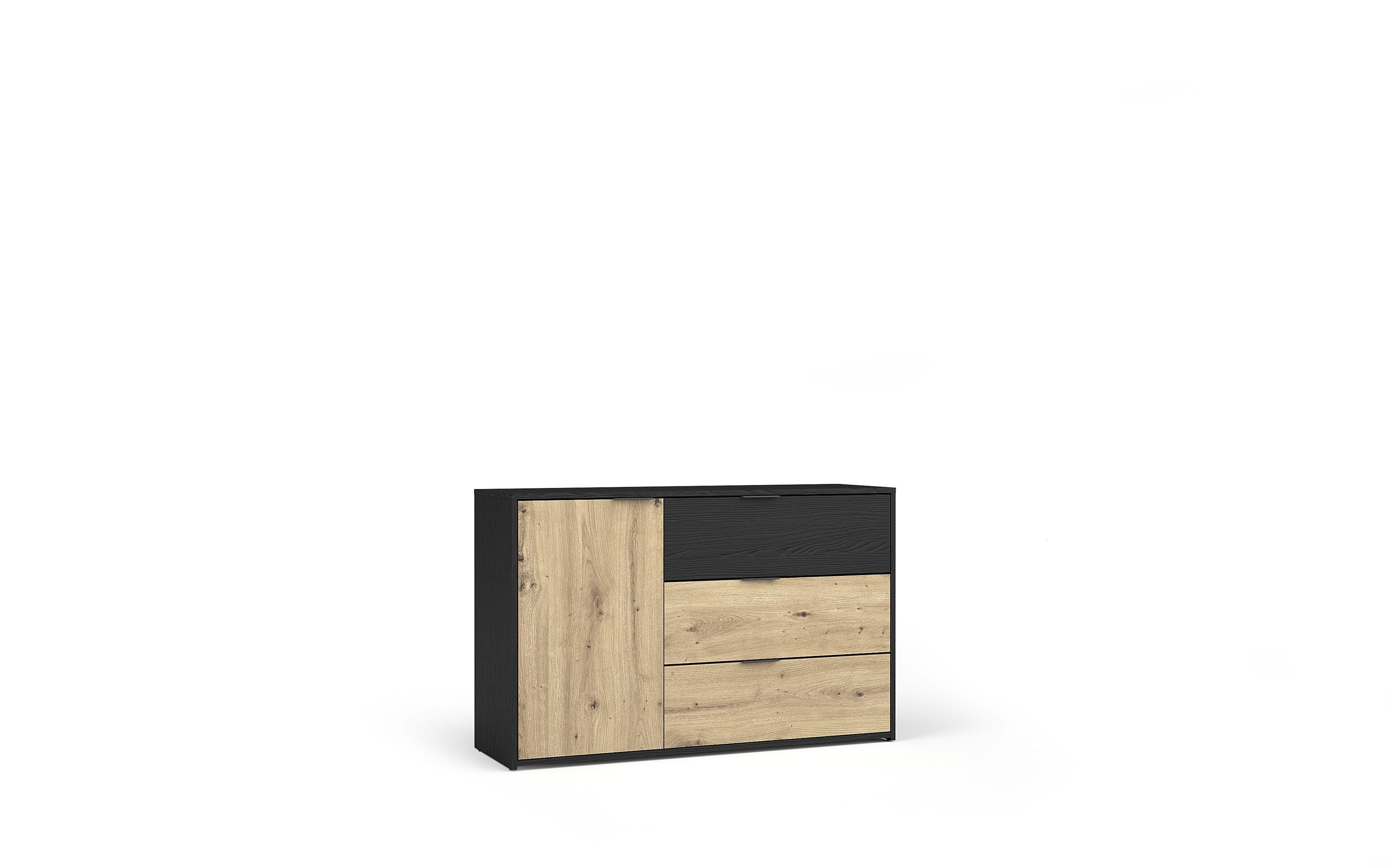 KOMMODE Graphit Schwarz, Eiche Artisan 125/79,8/36,5 - Eiche Artisan, Holzwerkstoff (125/80/37cm) - RAUMHIRSCH FURNITURE