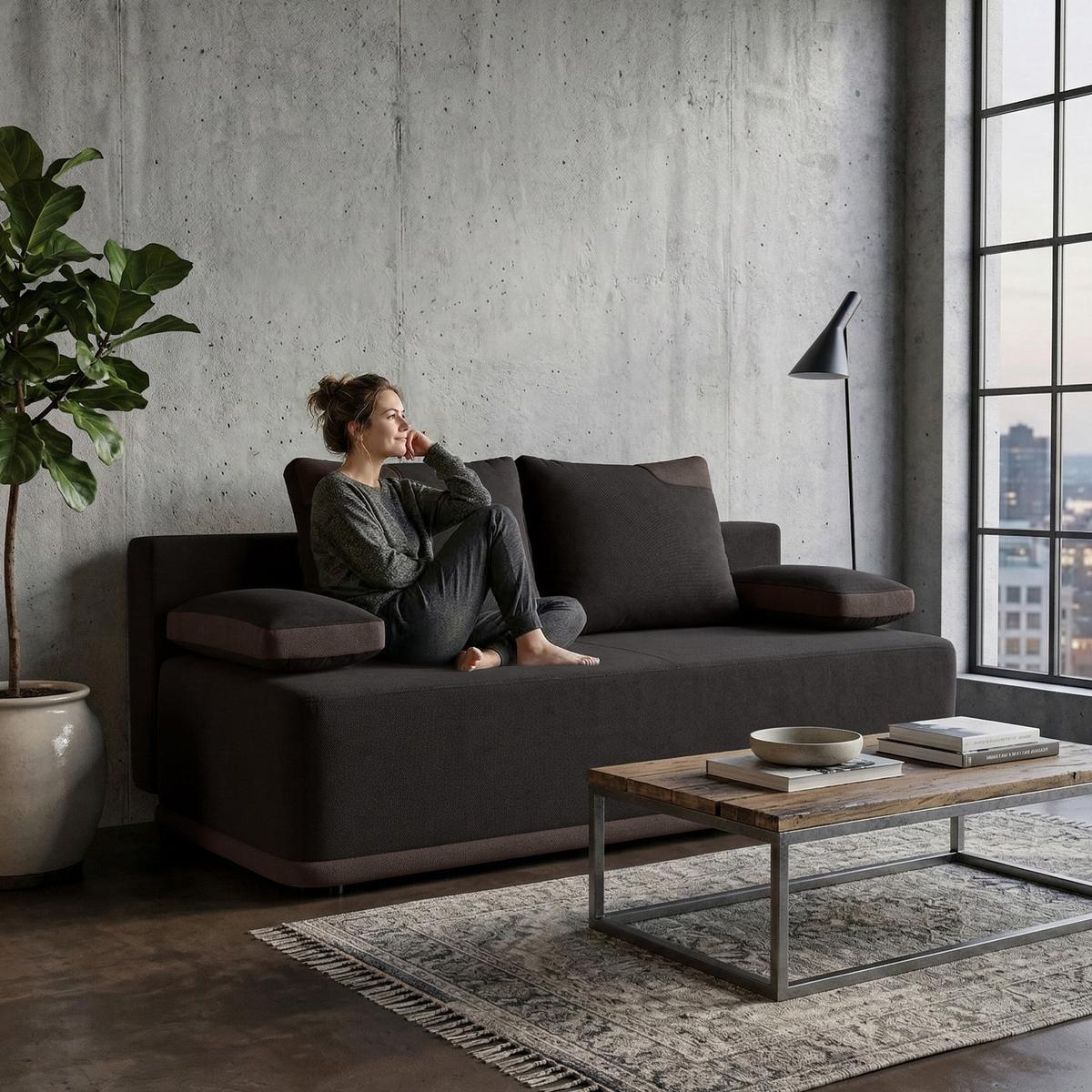 SCHLAFSOFA Bento 3-Sitzer mit Schlaffunktion, Braun - Braun, Textil (200/93/98cm) - Beautysofa
