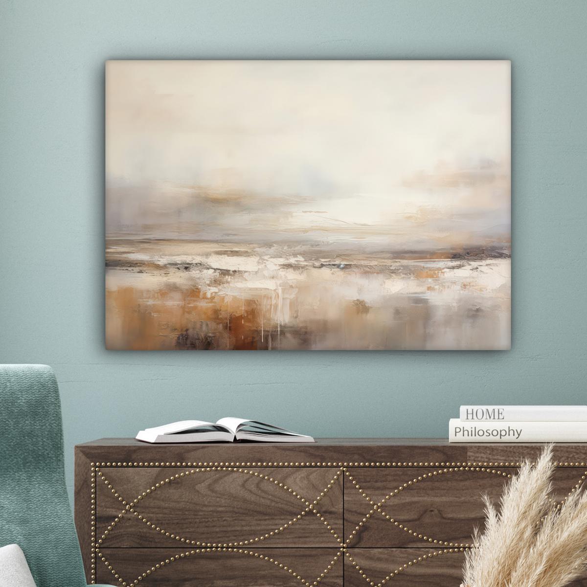 LEINWANDBILD Kunst - Industriell - Grau - Braun - Abstrakt Wandbilder 80x60 cm - Sandfarben, Textil (80/60cm) - MuchoWow