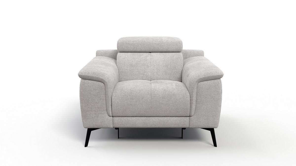 SESSEL FIERO mit Relaxfunktion, creme - Creme/Schwarz, Holzwerkstoff/Textil (114/82/103cm) - Wozimo