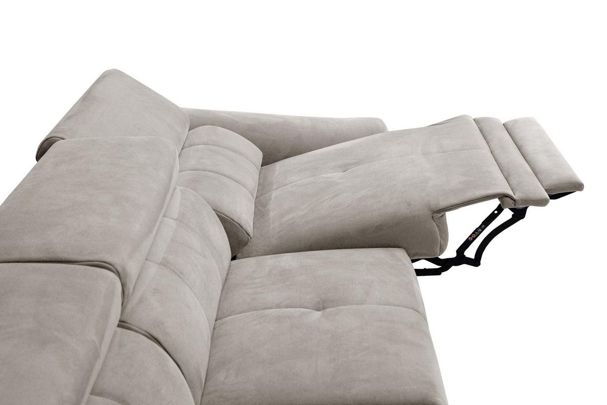 ECKSOFA LARS 5-Sitzer, 1 Relax, verstellbare Kopfstützen, beige - Beige/Schwarz, Holzwerkstoff/Textil (284/201cm) - Wozimo