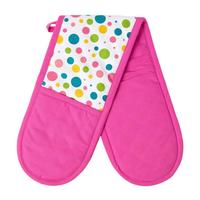 DOPPEL-OFENHANDSCHUH Bunte Punkte 18/84 cm, Baumwolle wattiert - Pink, Textil (18/84cm) - Homescapes