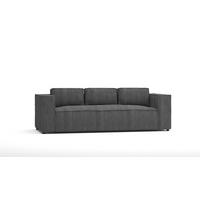 3-SITZER-SOFA Nova Grau Cord - Schwarz/Grau, Holz/Kunststoff (230/64/92cm) - S-Style Möbel