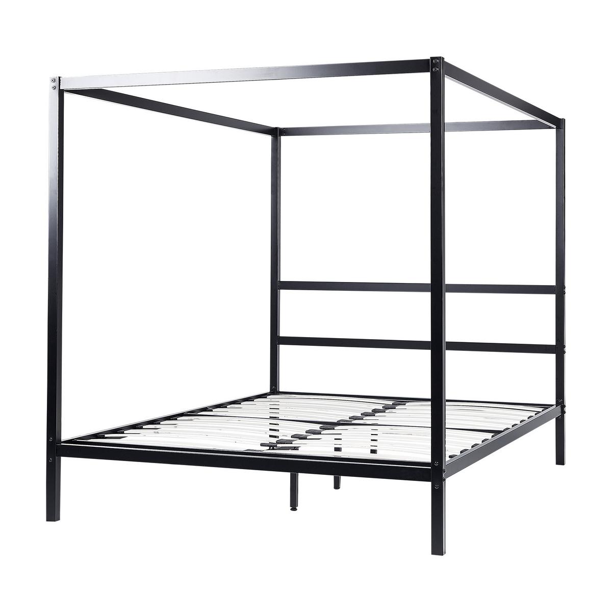 HIMMELBETT 140/200cm Schwarz Lestards - Schwarz, Metall (140/200cm) - Beliani