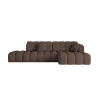 ECKSOFA mit Schlaffunktion Ottomane RECHTS OLEA-L2 321x164x75 Braun Velours - Schwarz/Bronzefarben, Holzwerkstoff/Kunststoff (164/321cm) - ALTDECOR