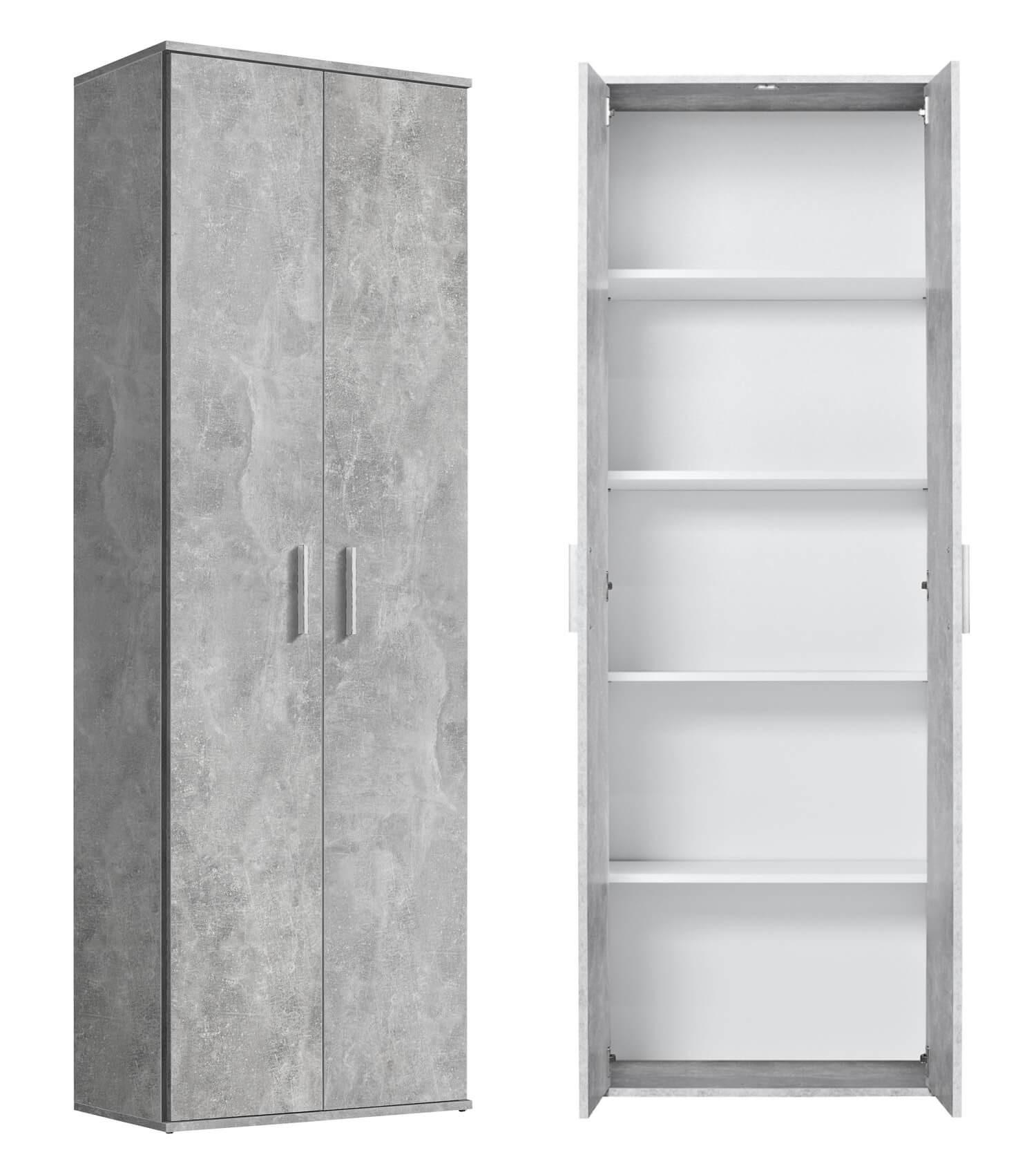 MEHRZWECKSCHRANK Der Lange - Weiß/Grau, Holzwerkstoff (60/180/34cm) - Mokebo