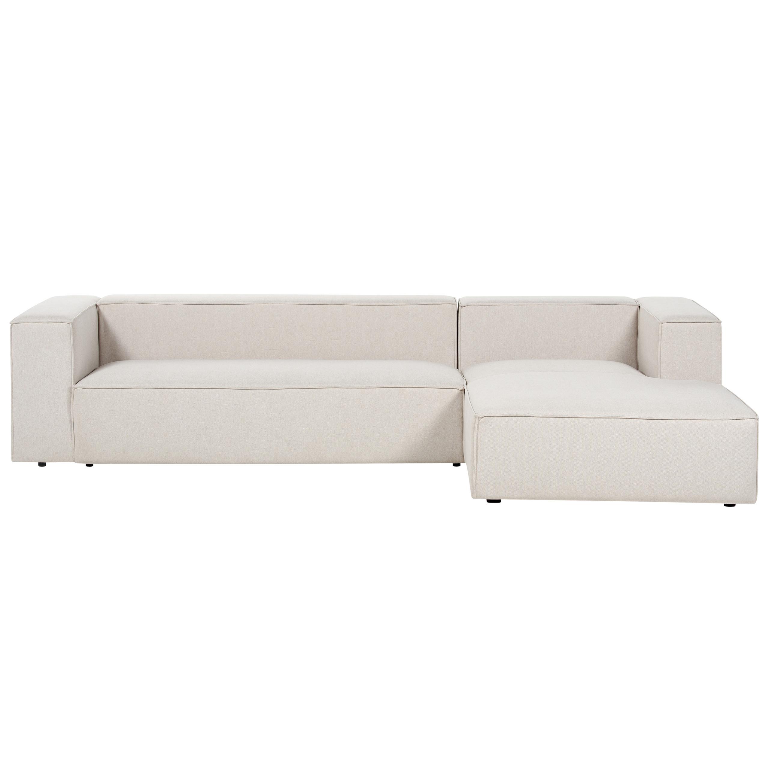 3-SITZER-ECKSOFA Hellbeige rechtsseitig Vernon - Beige, Textil (330/178cm) - Beliani