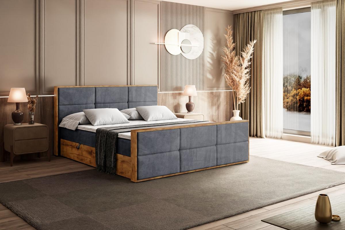 BOXBETT mit Matratze H3 und Lattenrost - LOLLI1-Z - 140x200 - Dunkelgrau Casablanca - Dunkelgrau, Holzwerkstoff (140/200cm) - ALTDECOR