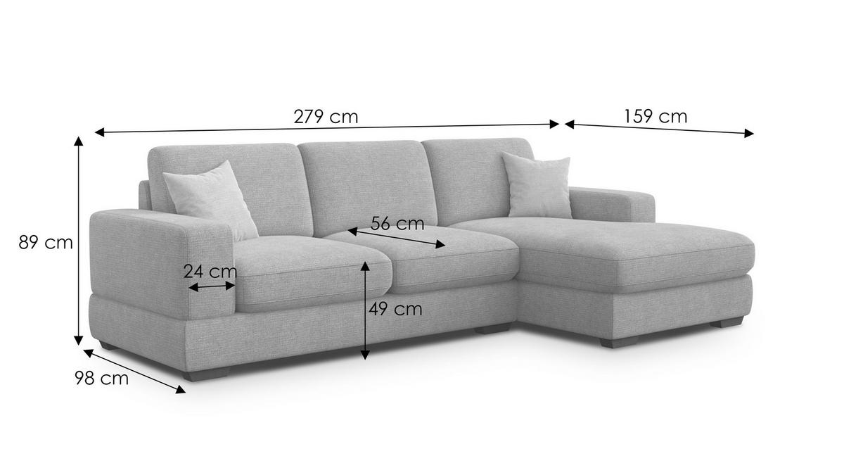 ECKSOFA OTTO 4-Sitzer, grau - Schwarz/Grau, Holz/Textil (279/159cm) - Wozimo