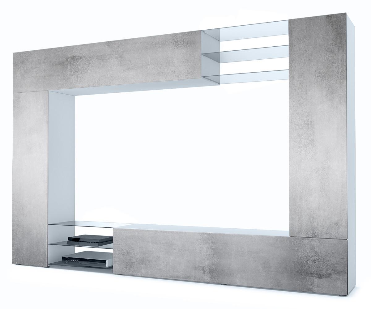 WOHNWAND Mirage Front in Beton Oxid Optik - Hellgrau, Holzwerkstoff (262/182.5/39cm) - Vladon