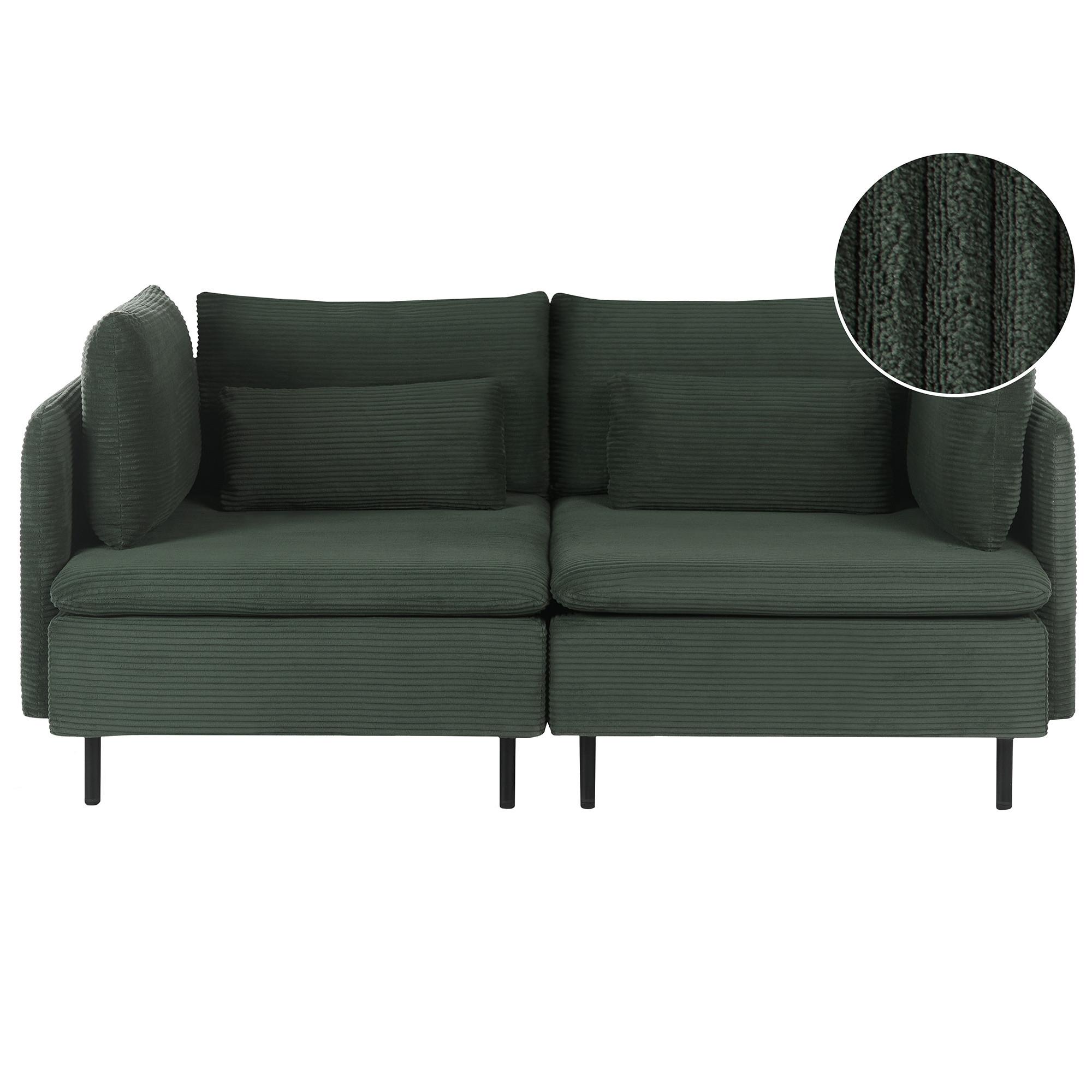 MODULSOFA 2-Sitzer Dunkelgrün Cord Egeris - Grün, Textil (172/80/94cm) - Beliani
