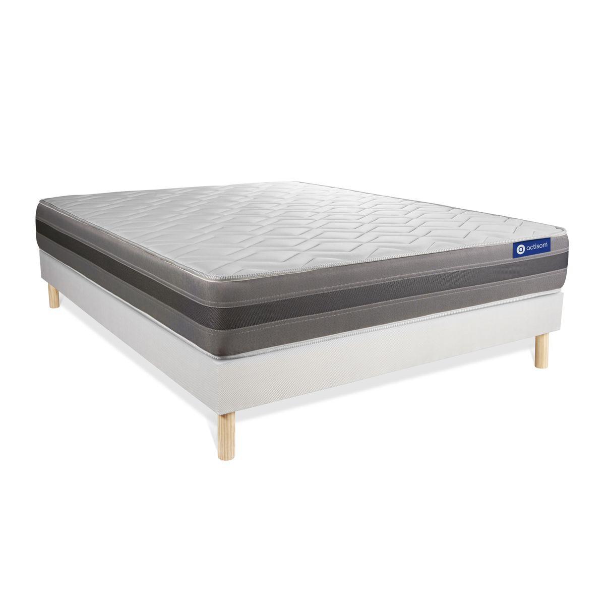 BETT Actiflex relax Taschenfederkern und Memory-Schaum 150 x 200 cm h1 - Kit Bettgestell Weiß - Beige/Weiß, Karton/Holz (150/200cm) - ACTISOM