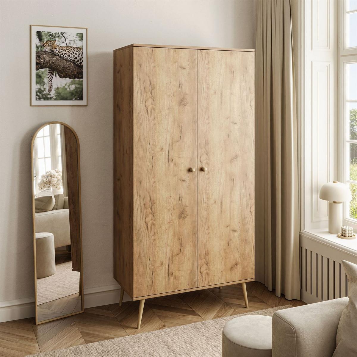 KLEIDERSCHRANK Zweitüriger HARMONY Craft Gold Eiche - Eichefarben, Holzwerkstoff (100/202/52cm) - Lookway