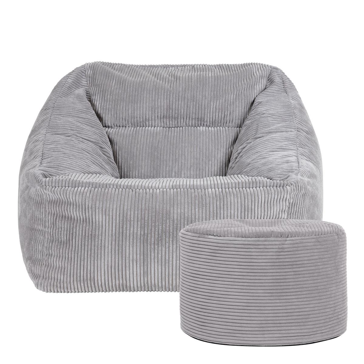 SITZSACK Sessel Natalia mit Sitzpouf - Hellgrau, Textil (97/73/84cm) - icon