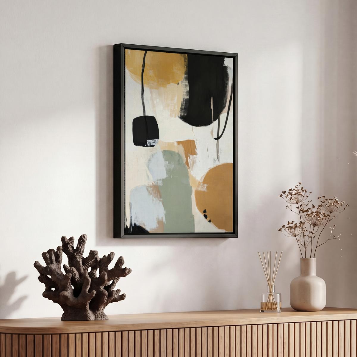 LEINWAND Bilder mit Rahmen - Farbe - Abstrakt - Farben - 20x30 - Currygelb, Textil (20/30cm) - MuchoWow