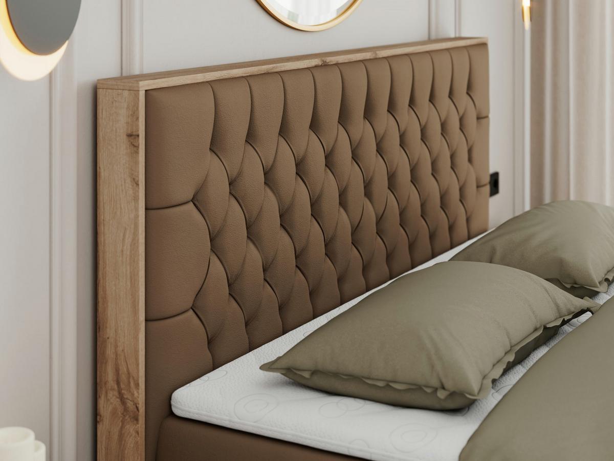 BOXBETT AMORE 140/200 Braun Kunstleder - H4 - Braun, Holz/Textil (140/200cm) - MKS