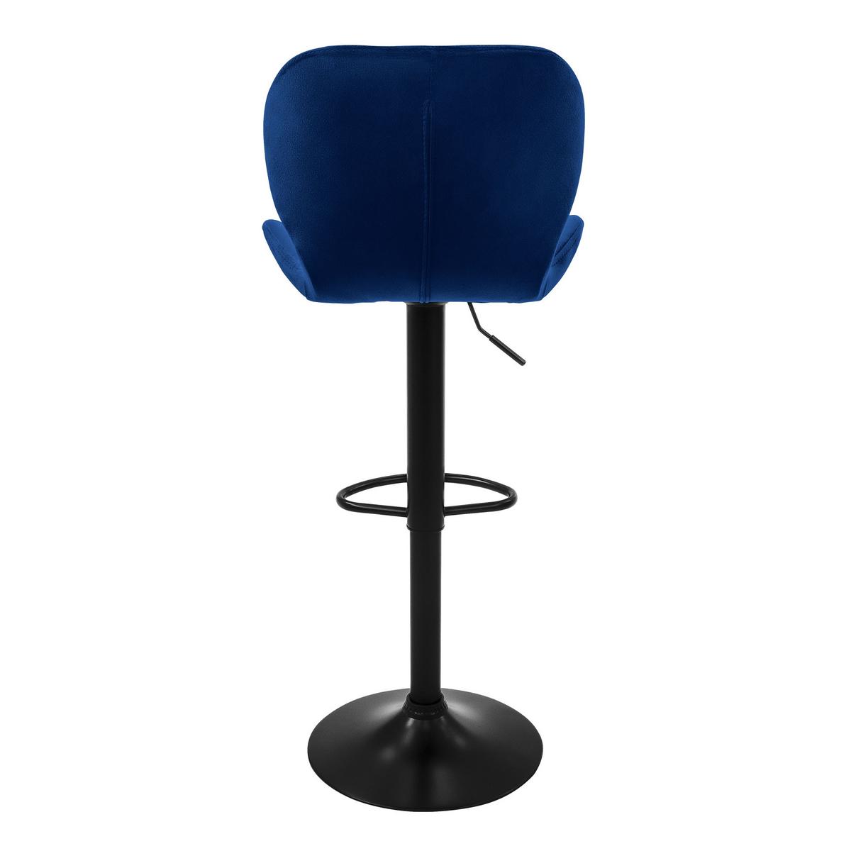 BARHOCKER 2er Set Blau aus Samt höhenverstellbar/drehbar - Blau/Schwarz, Textil/Metall (41/110/47cm) - ML-DESIGN