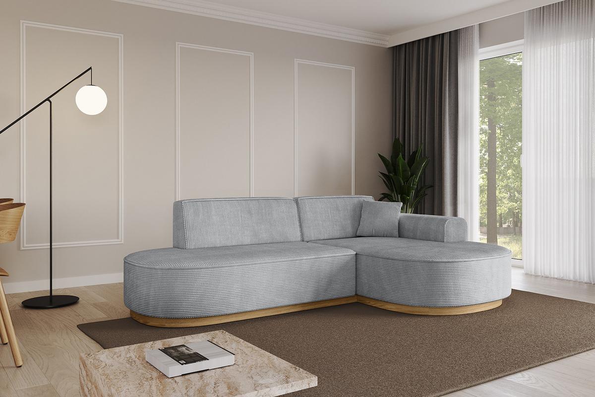 ECKSOFA Ottomane Rechts MARI-L1-v2 - 243x171x83 cm Grau Cord - Grau, Holzwerkstoff/Textil (171/243cm) - ALTDECOR
