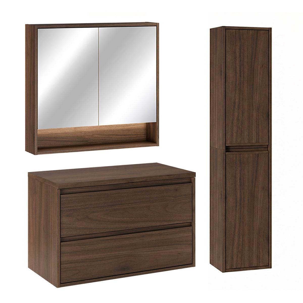 BADMÖBEL 80cm Edmé 2er-Set Dunkles Holz - Braun, Holzwerkstoff (80/52.2/46cm) - Petits-meubles