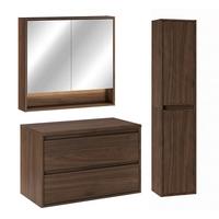 BADMÖBEL 80cm Edmé 2er-Set Dunkles Holz - Braun, Holzwerkstoff (80/52.2/46cm) - Petits-meubles