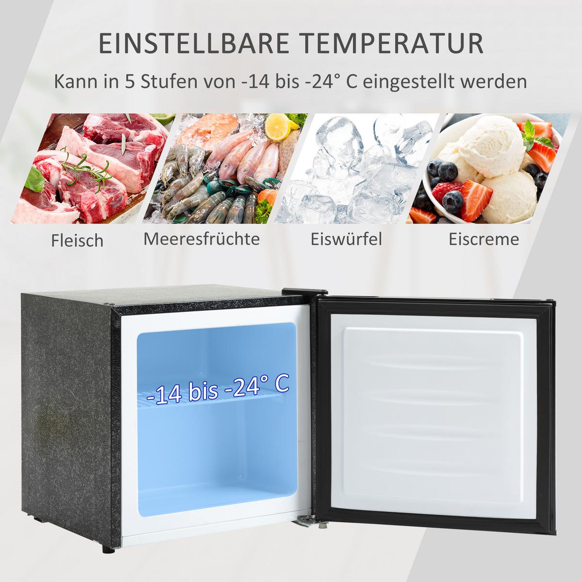 MINI-GEFRIERSCHRANK Stahl Kunststoff Schwarz - Schwarz, Kunststoff (44.2/48.8/47cm) - HOMCOM
