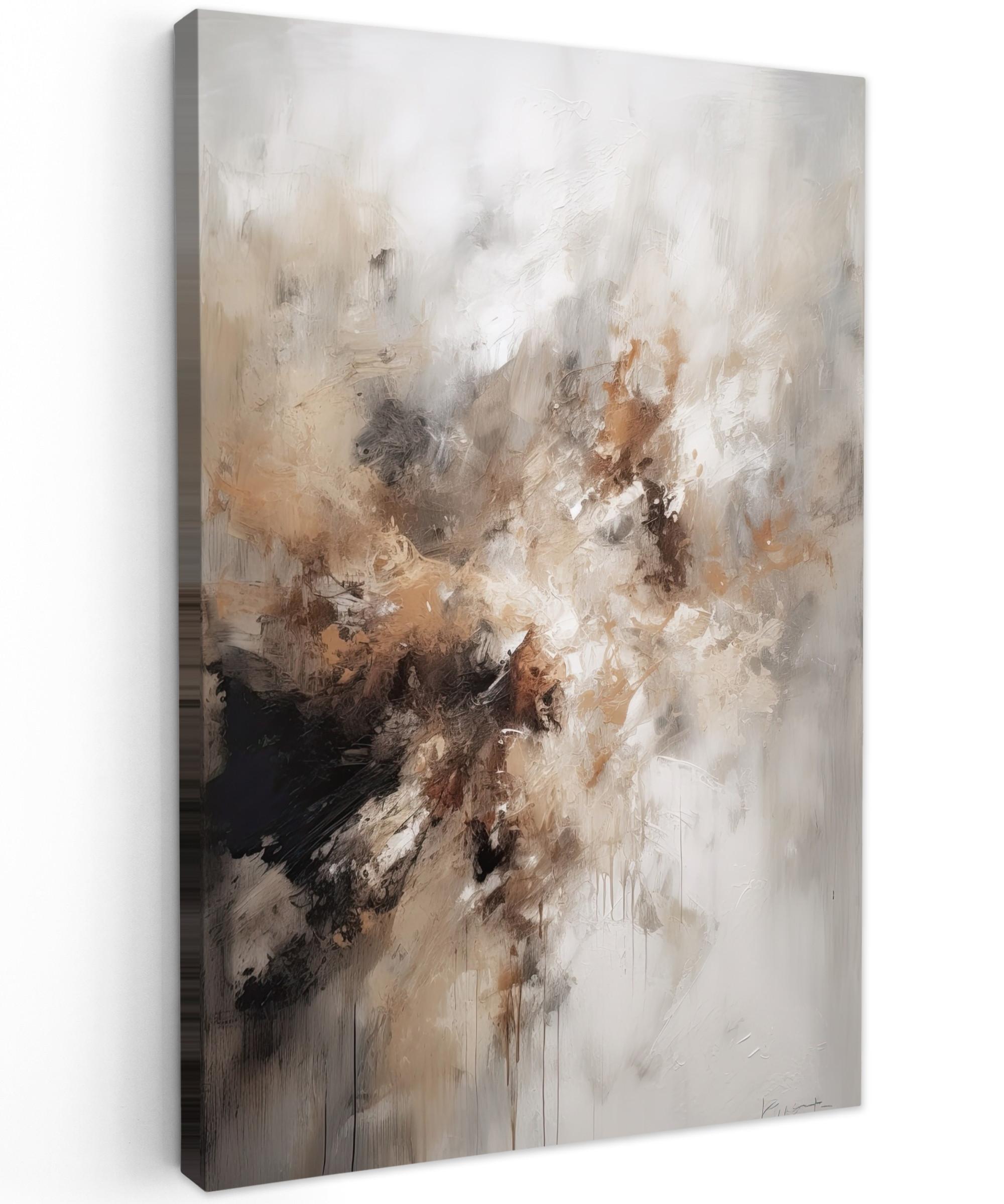 LEINWANDBILD Farbe - Abstrakt - Beige - Kunst Deko XXL 80x120 cm - Greige, Textil (80/120cm) - MuchoWow