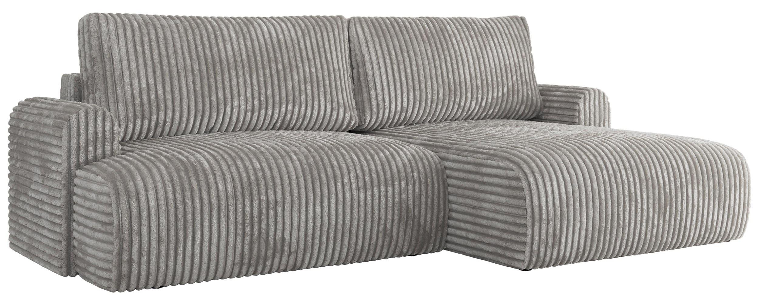 ECKSCHLAFSOFA TONO L Grau Cord - rechts - Schwarz/Grau, Kunststoff/Textil (150/260cm) - MKS