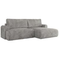 ECKSCHLAFSOFA TONO L Grau Cord - rechts - Schwarz/Grau, Kunststoff/Textil (150/260cm) - MKS