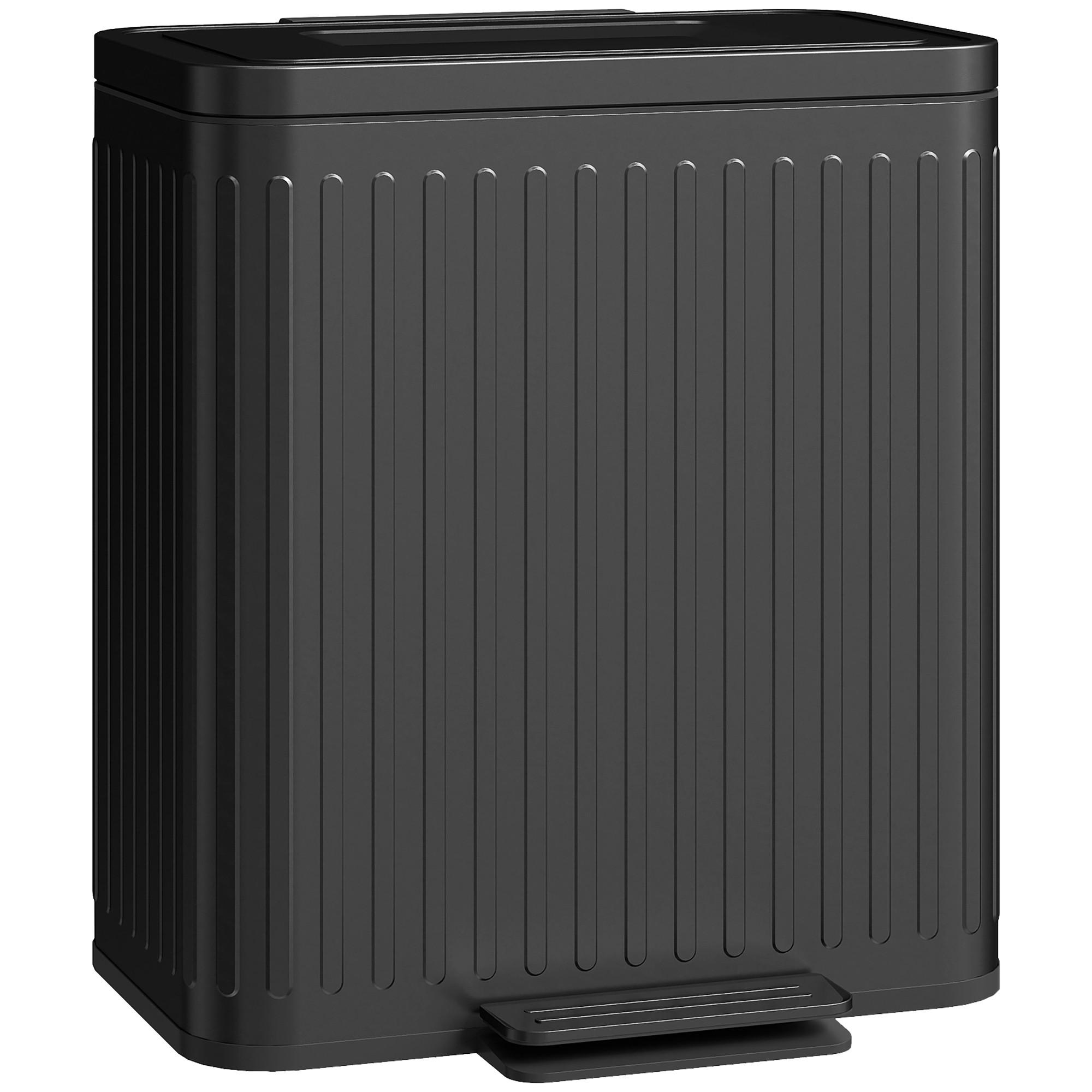 MÜLLEIMER Metall Kunststoff Schwarz - Schwarz, Metall (36.5/51/45.5cm) - HOMCOM