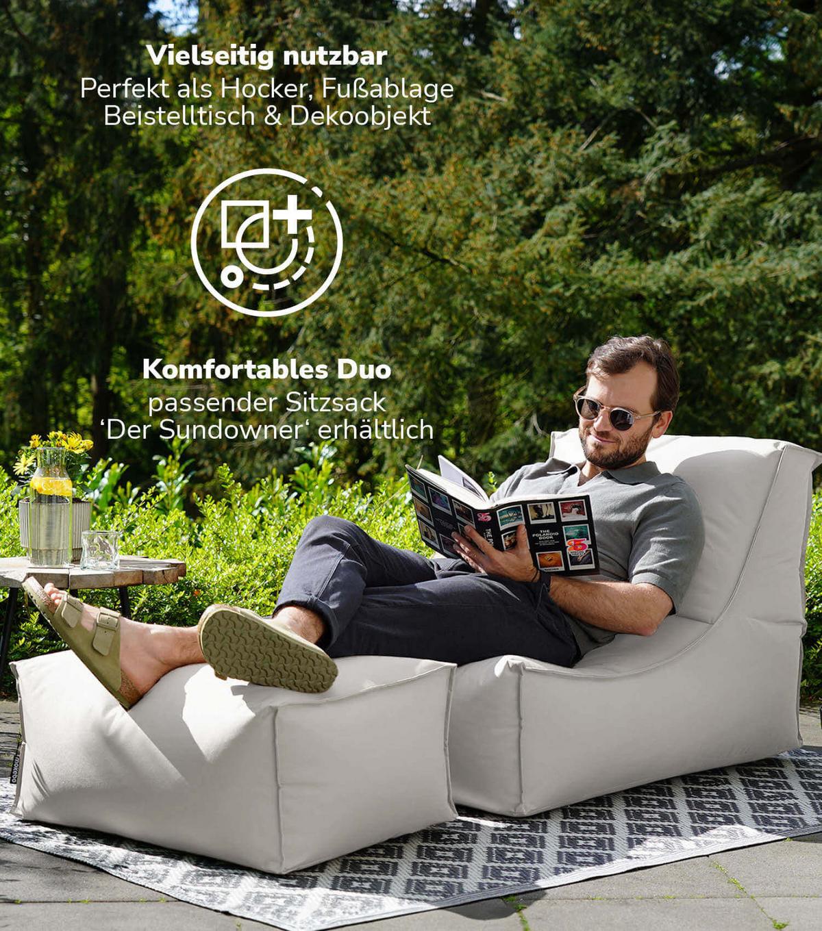 OUTDOOR POUF Der Ruhestifter - Grau, Textil (60/30/50cm) - Mokebo