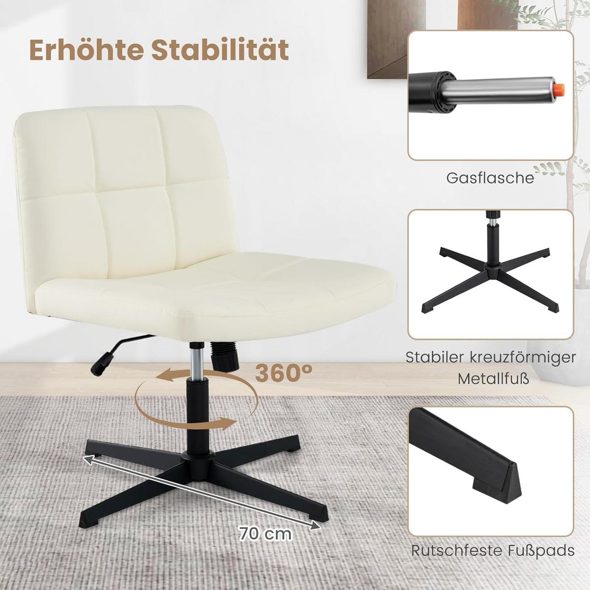BÜROSTUHL Beige - Beige, Kunststoff (69/89/64cm) - COSTWAY