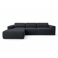 ECKSOFA L Form Ruyam Dunkelgrau 310/165/78 cm – Schlaffunktion Links - Schwarz, Kunststoff/Textil (170/310cm) - AX Living